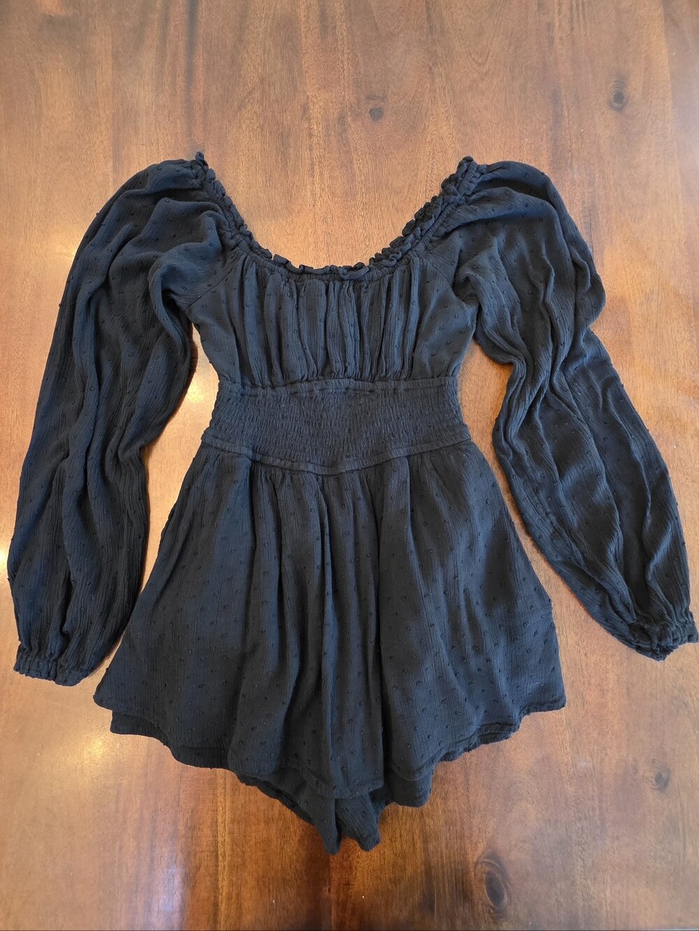 Hollister Y2K Vintage Black Boho Long Sleeve Romper Small Goth Milkmaid Fairy